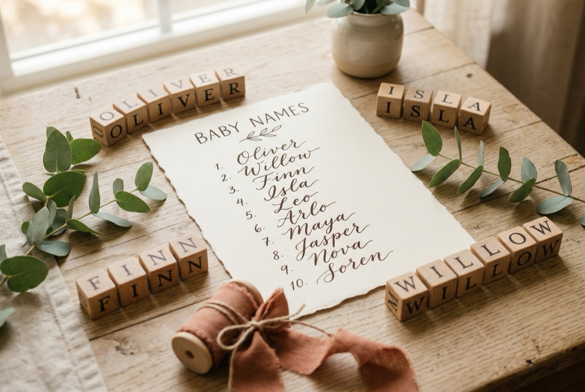 Name curation interface showing AI-recommended names with etymology and cultural notes